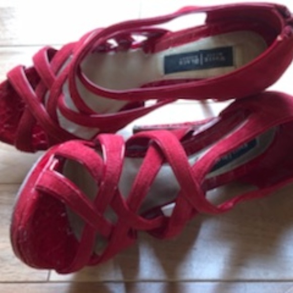 Red Suede Strappy Heel by WHBM - Picture 7 of 7